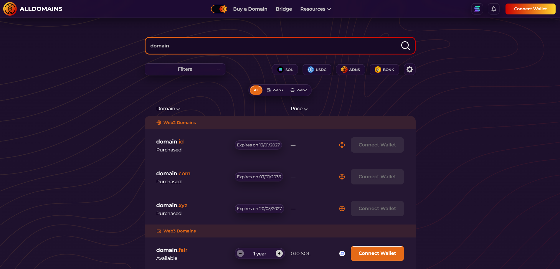 AllDomains screenshot 2